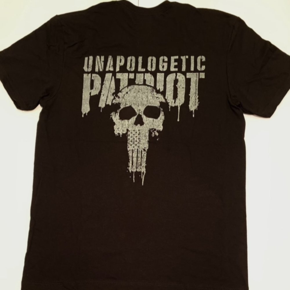 Unapologetic Patriot Skull / Punisher Quality Men's TShirt Let's Go Brandon FJB